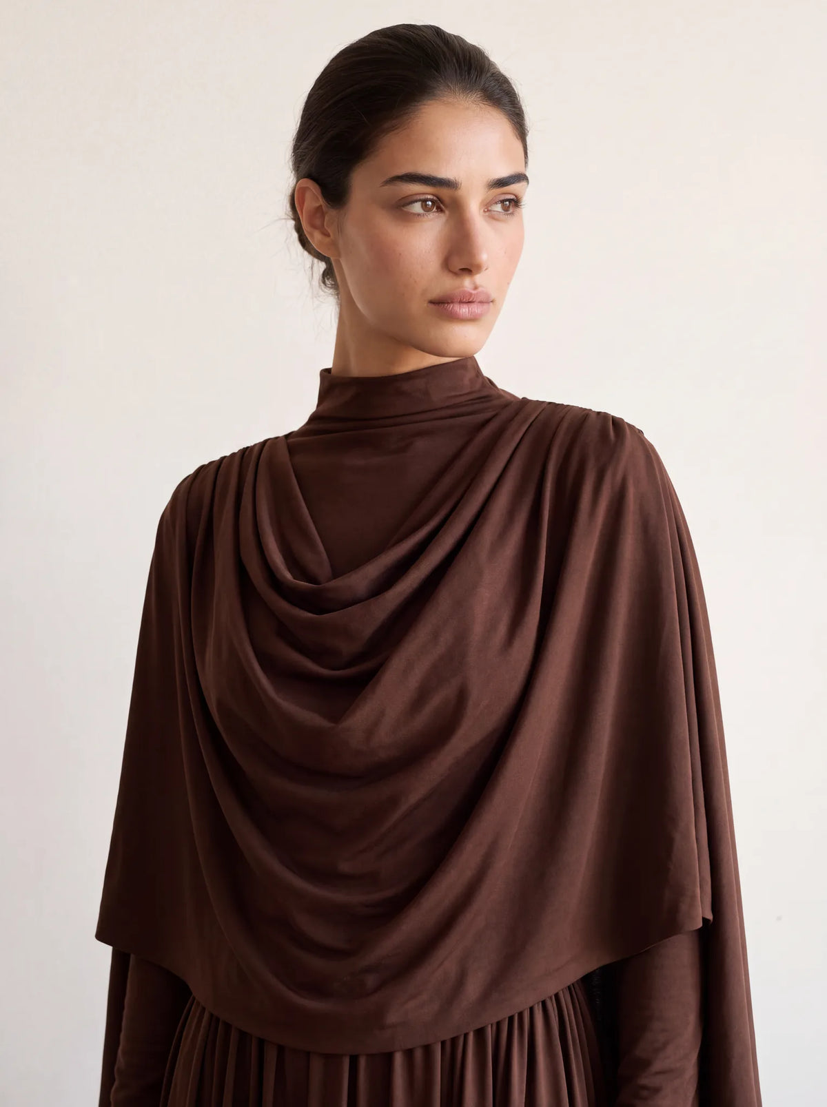 Luminous Draped Cape Two-Piece Maxi Dress