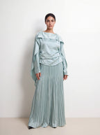 Ethereal Satin Cape Two Piece Gown