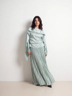 Ethereal Satin Cape Two Piece Gown