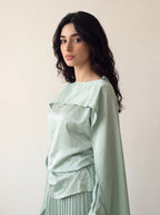 Ethereal Satin Cape Two Piece Gown