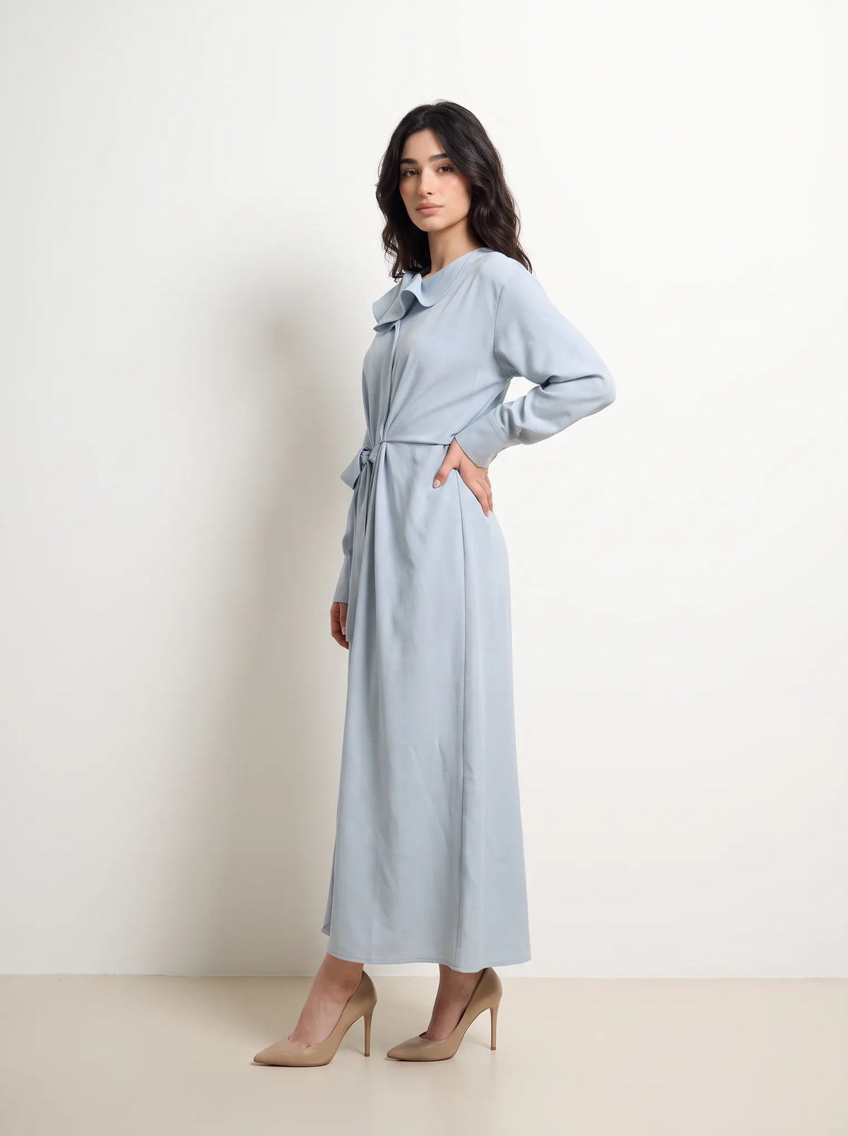 Serene Bow Shoulder Wrap Maxi Dress
