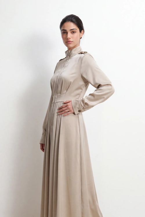 Luster Satin Utility Maxi Dress