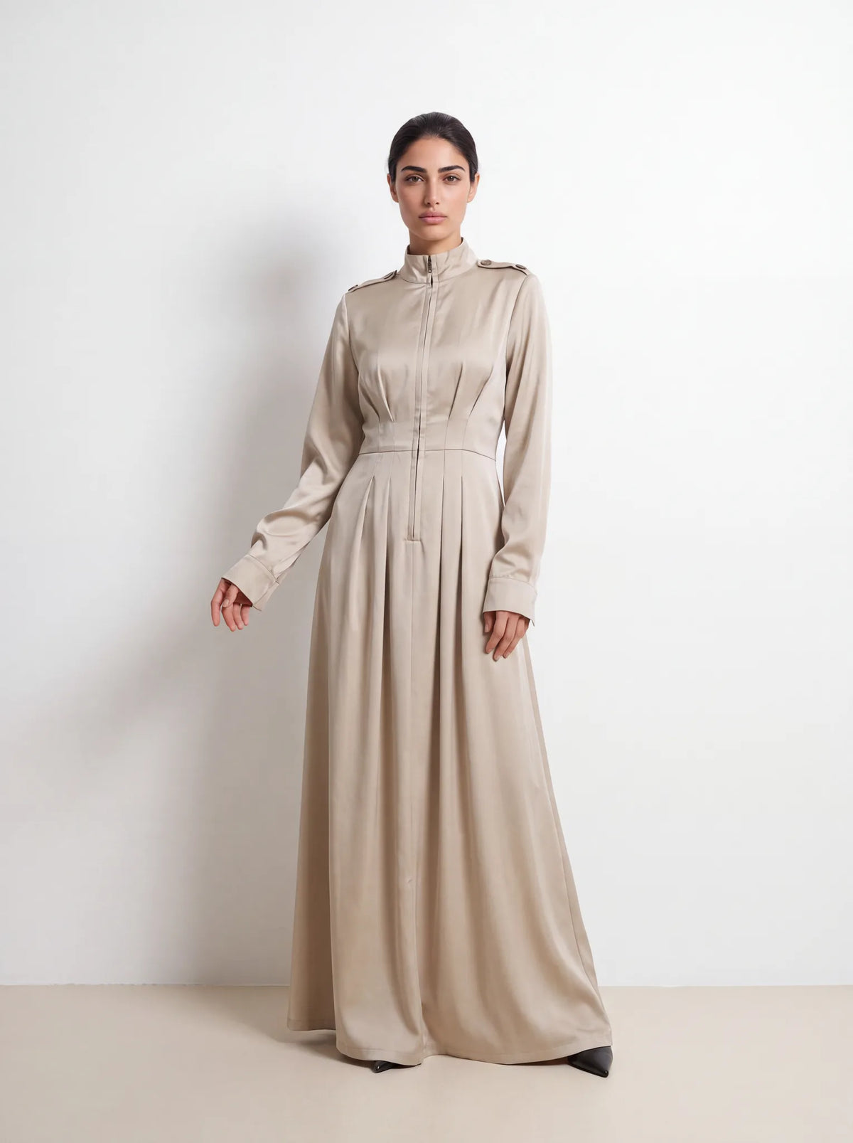 Luster Satin Utility Maxi Dress