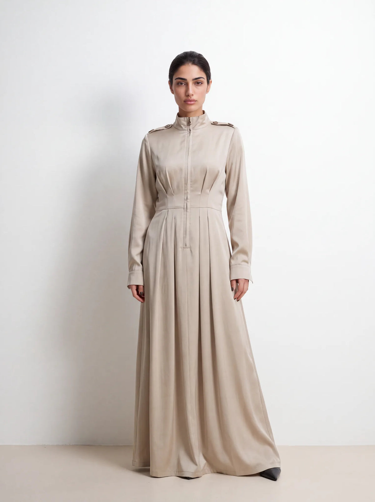 Luster Satin Utility Maxi Dress