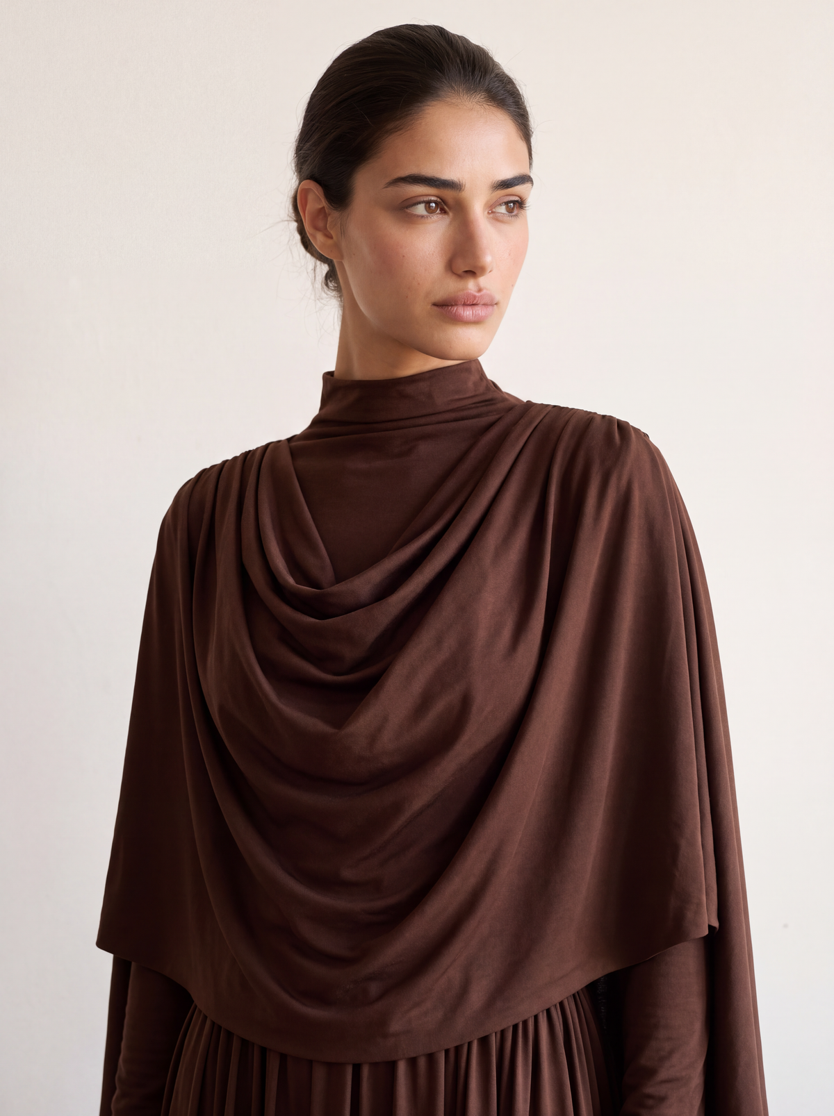 Luminous Draped Cape Two-Piece Maxi Dress