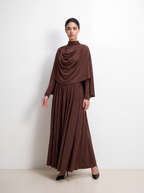 Luminous Draped Cape Two-Piece Maxi Dress